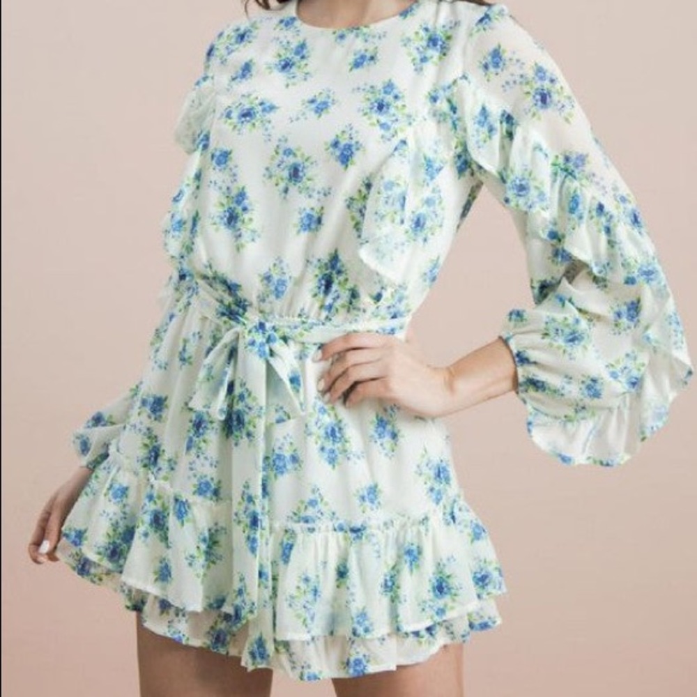 Red Dress Ivory Floral Romper